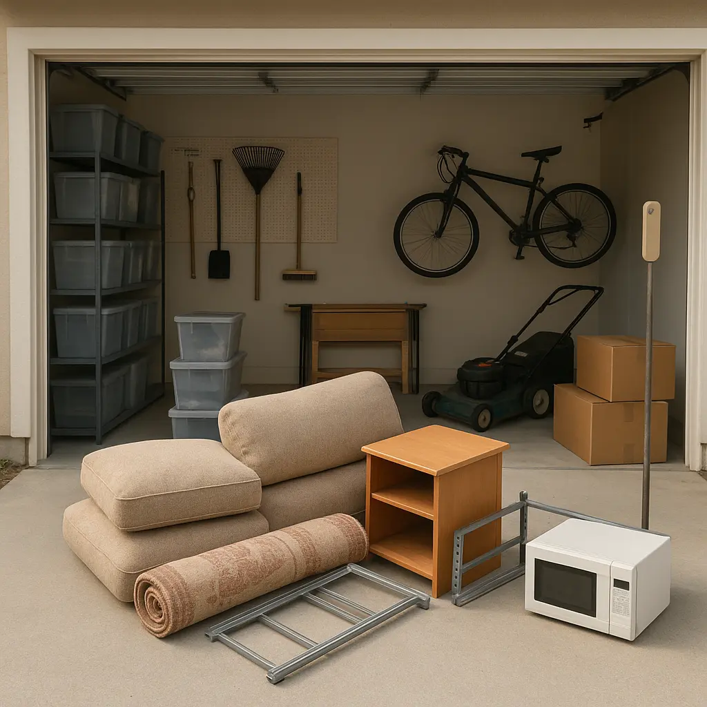 Limpieza de garaje con elementos clasificados