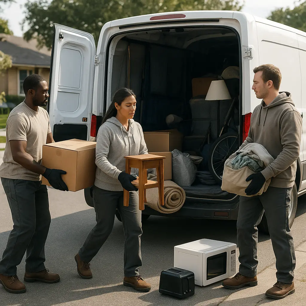 Carga de enseres en furgoneta
